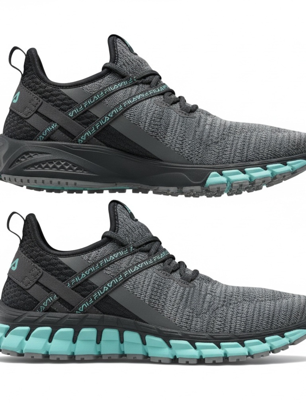 Men’s Fila Mesh Cool Max Memory Foam Running Shoes Size 10 Gray and Turquoise